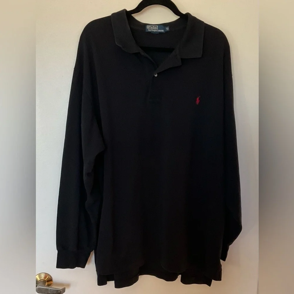 Polo by Ralph Lauren Long Sleeve Black Polo in Size 2XL
